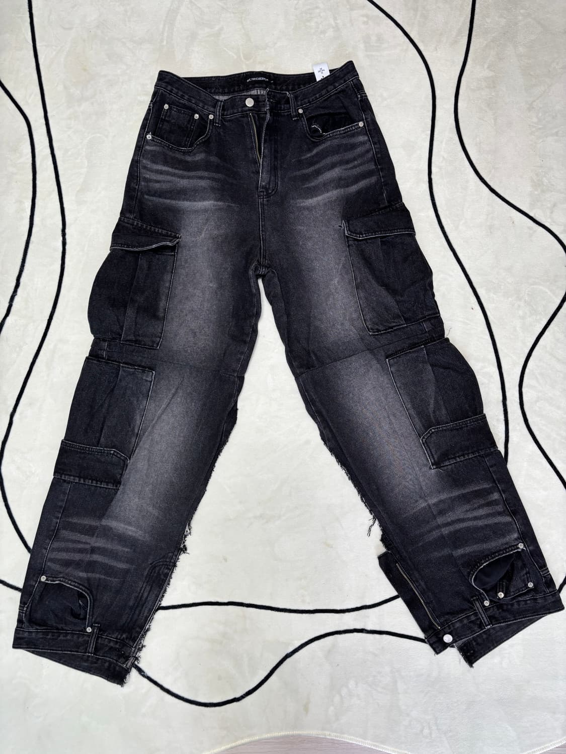 써저리 카고더블 진 블랙 데님 L 상품이미지3