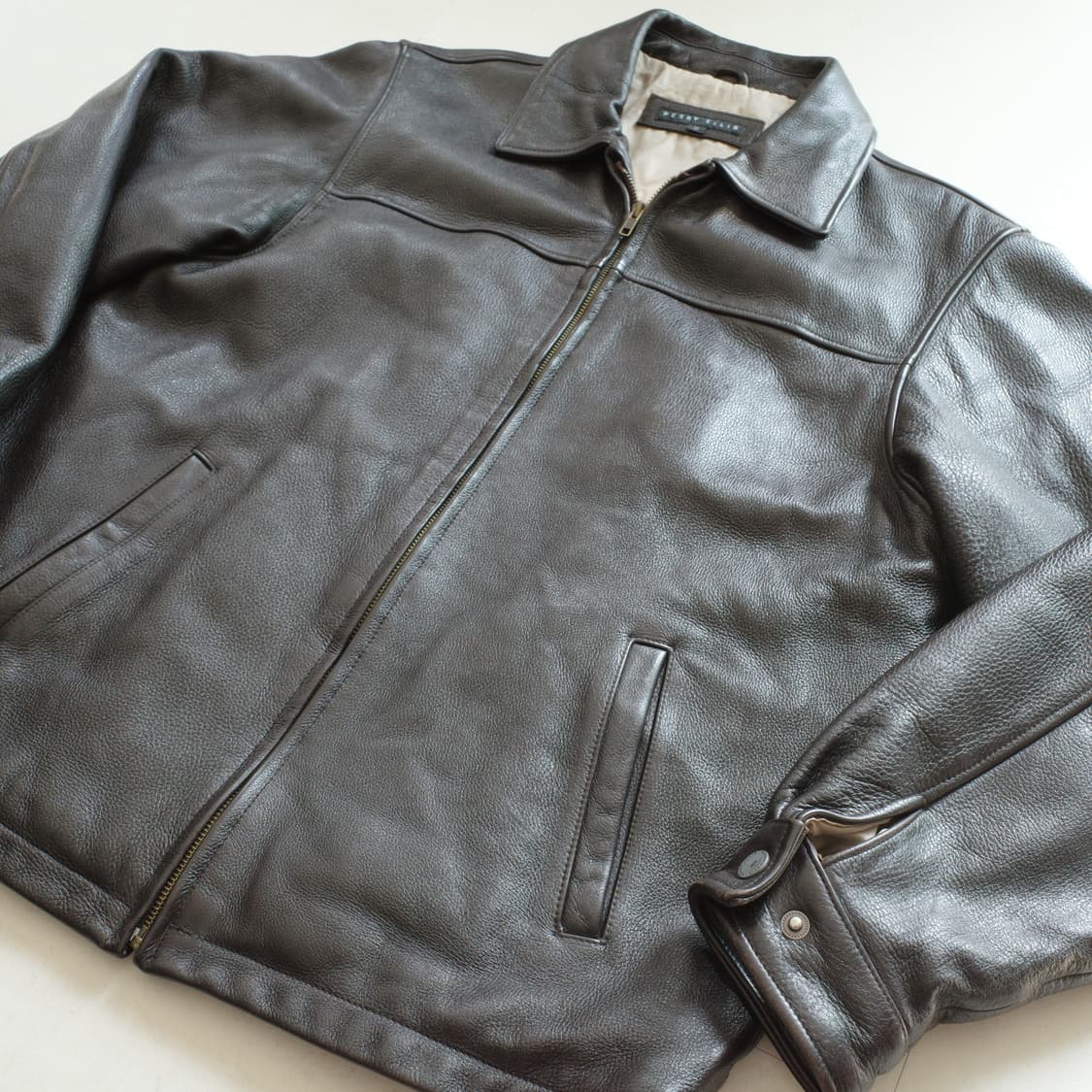 90s 페리엘리스 퀼팅안감 가죽 블루종 PERRY ELLIS  상품이미지5