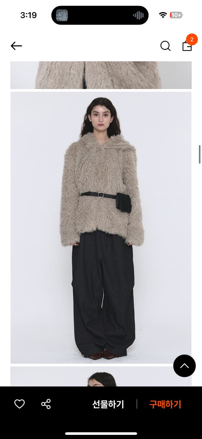 플레이스 스튜디오 컬리 부클 헤비 소프트 퍼 하프 후드 코트 [그레이] 상품이미지1