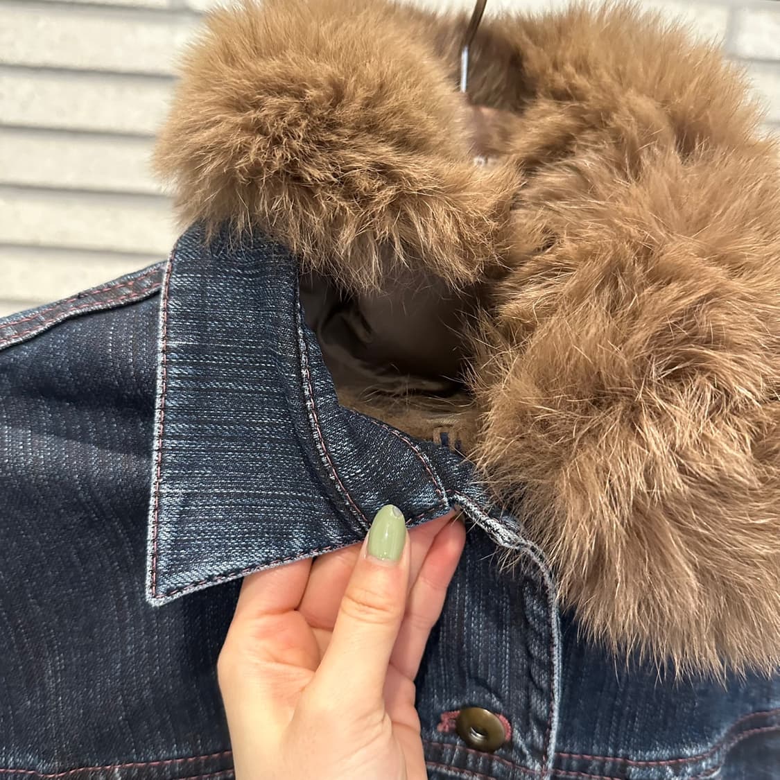 JPN VINTAGE 워싱 크롭 데님자켓 퍼카라 투포켓 디테일 진청 상품이미지6