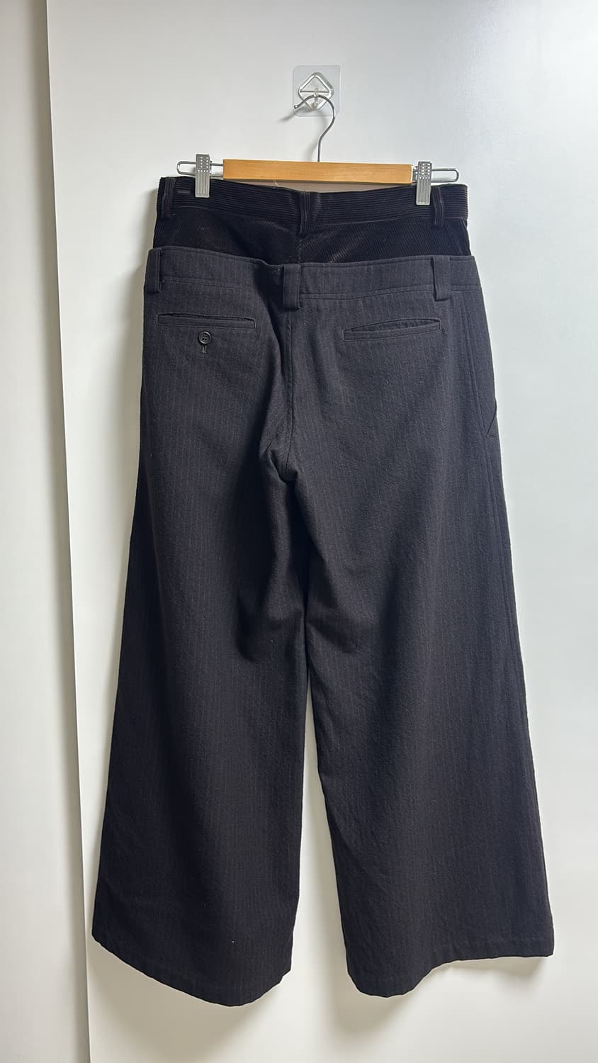 요지야마모토 더블 레이어드 스트라이프 코듀로이 와이드팬츠 상품이미지3