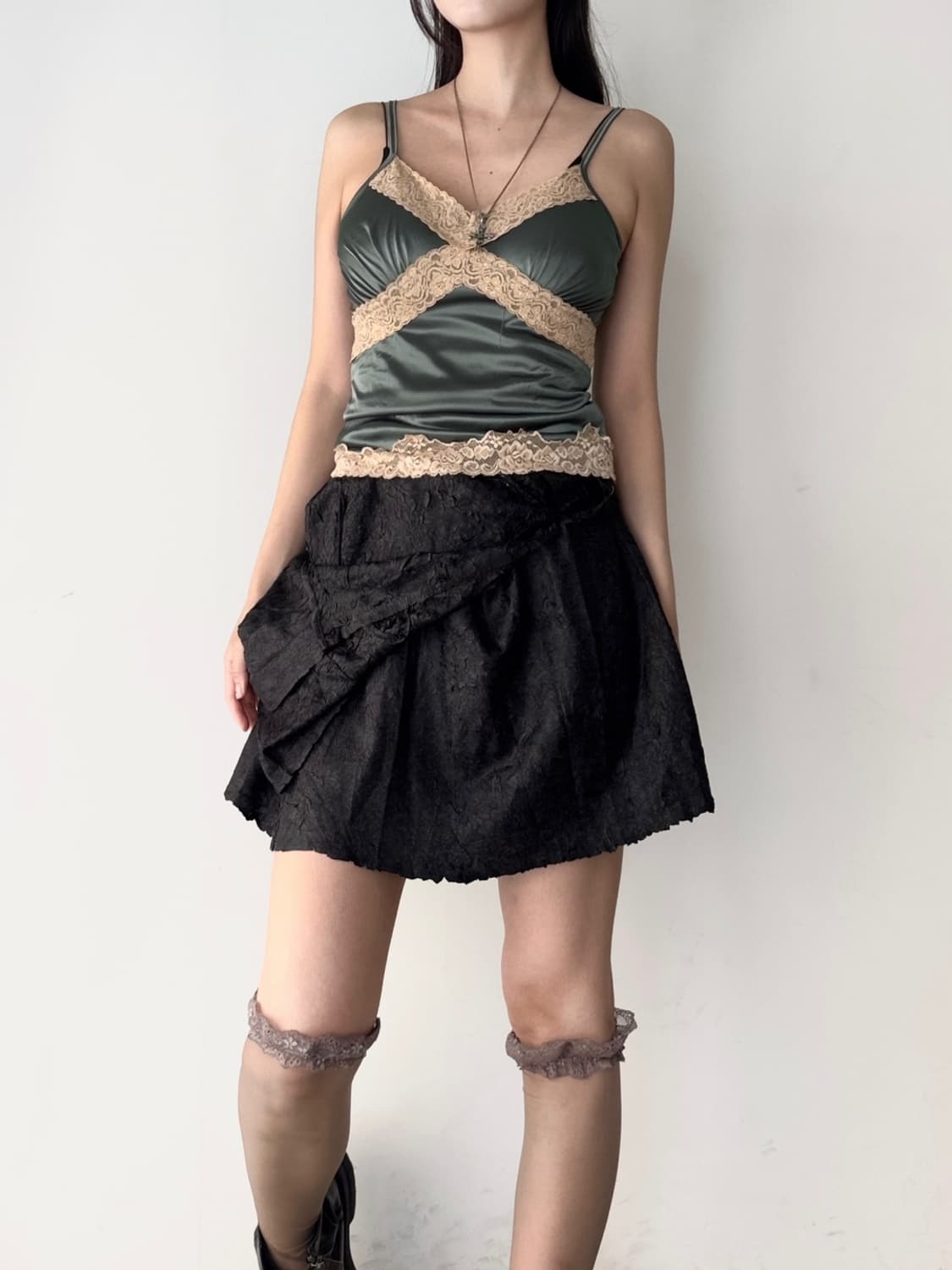 Green lace tube slip 상품이미지4