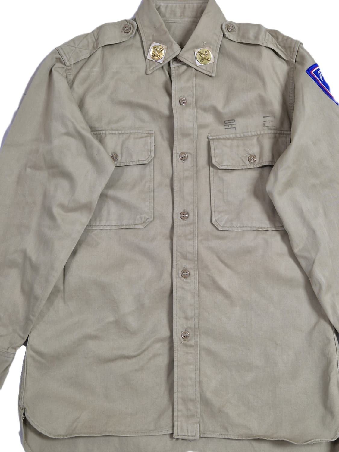 육군 구형 십자성부대 경리 정복 전투복 상의 카키 긴팔 셔츠 (S) 상품이미지5