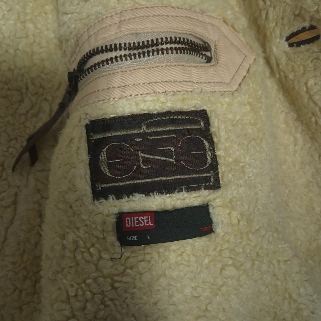 디젤 체크 브라운 쉐르파 코트 상품이미지8