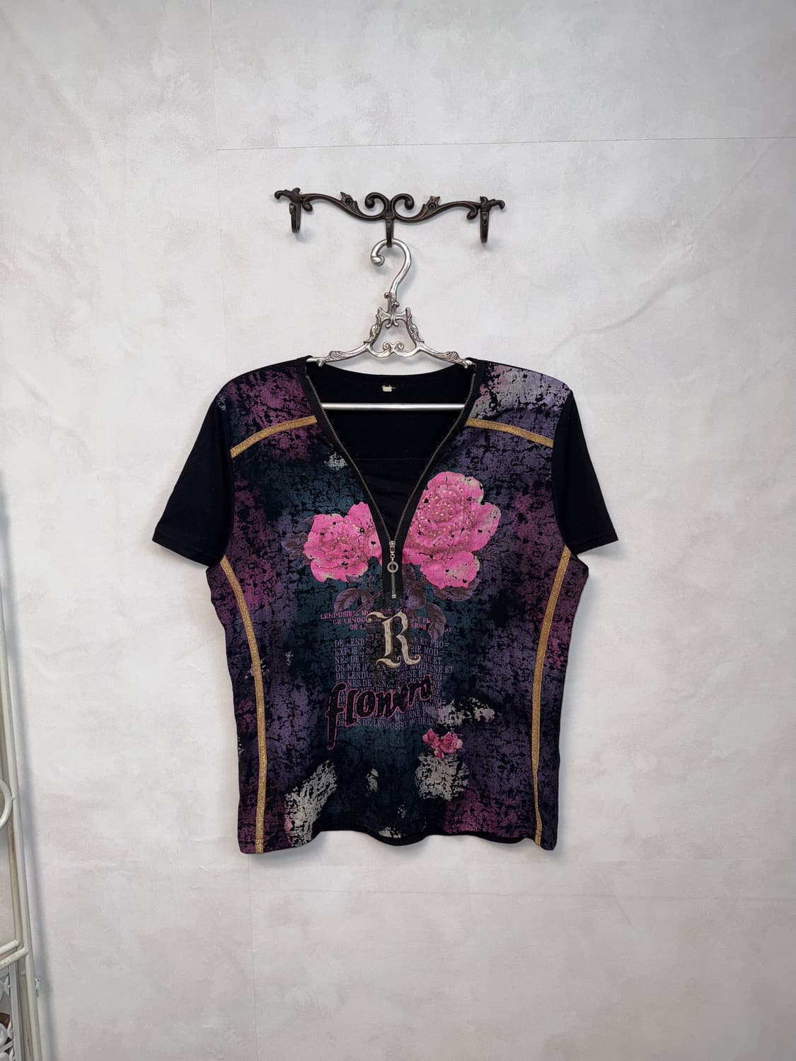 Black purple oriental fairy rose half t  상품이미지1