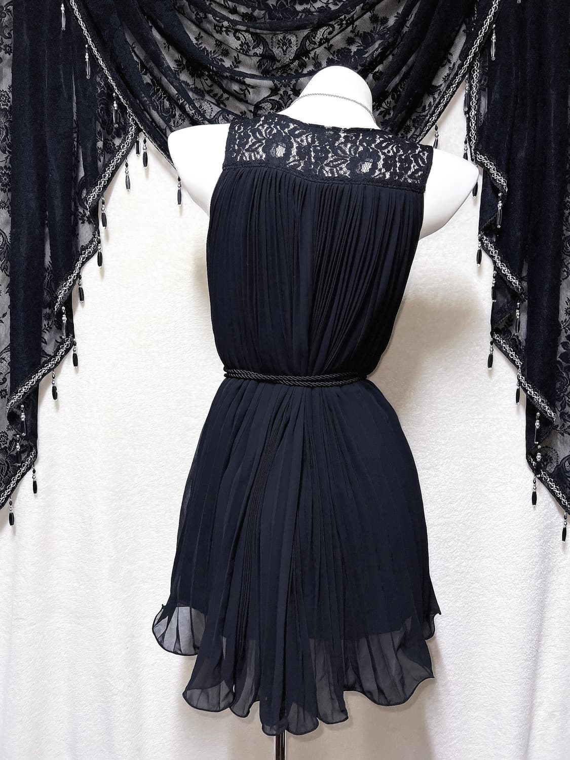 로맨틱고딕 고스펑크 블랙 레이스 쉬폰원피스 드레스 아카이브 핀터 페어리 상품이미지5