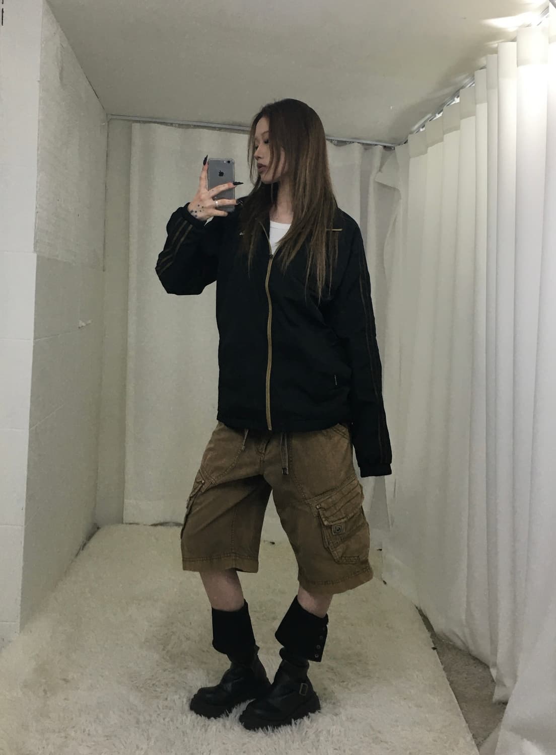 빈티지 빅포켓 베이지브라운 카고 버뮤다 팬츠 상품이미지3