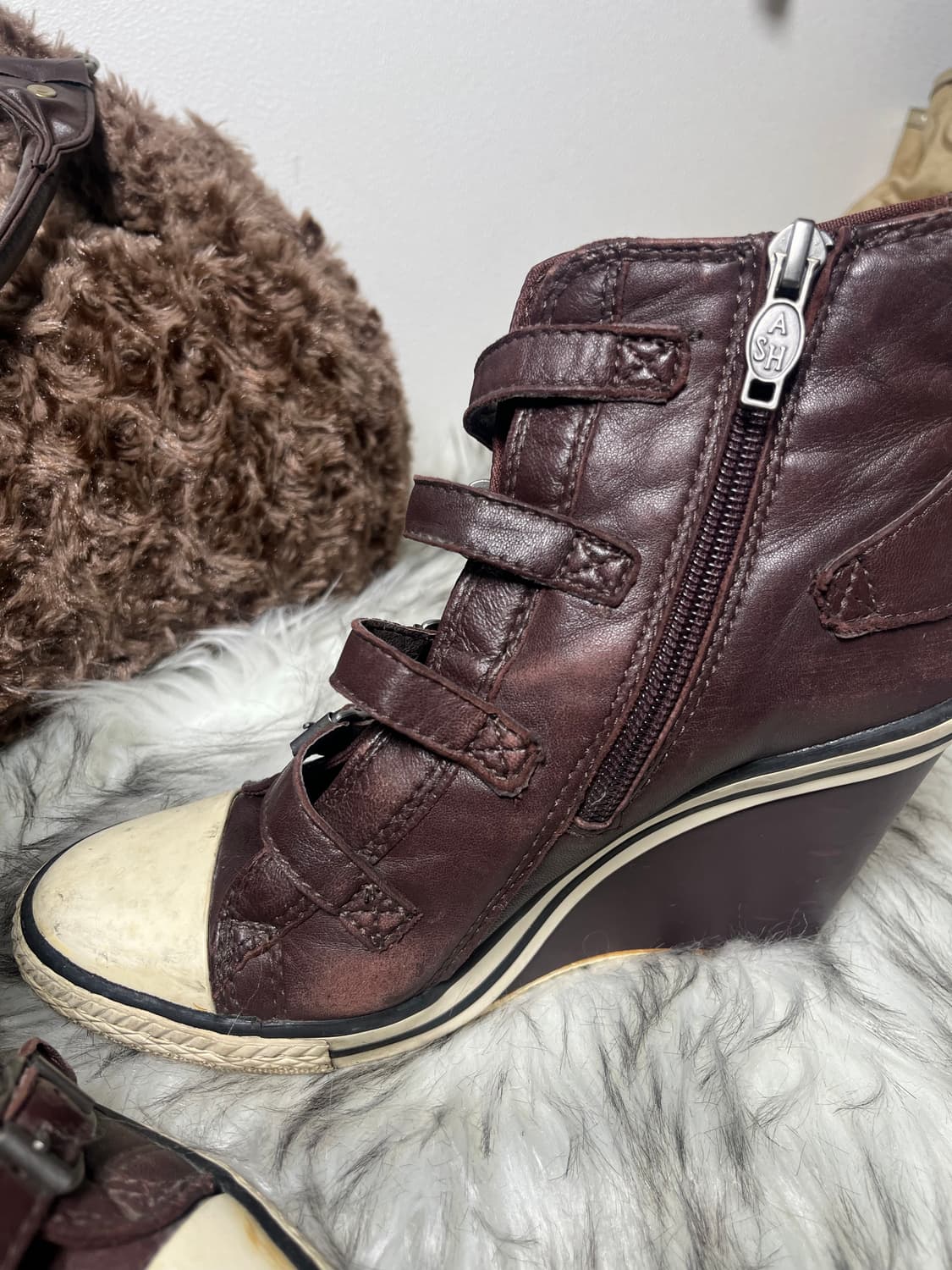 Ash 아쉬 웨지힐 스니커즈 버건디 가죽 상품이미지5