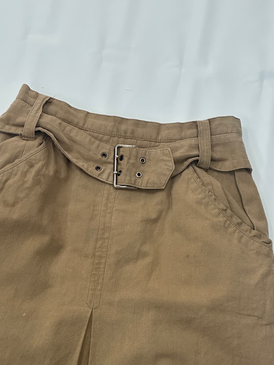 🪶베이지 벨트 세라 미디 스커트 🪶 라떼갸루 탐정룩 트임 그런지 시크 상품이미지5