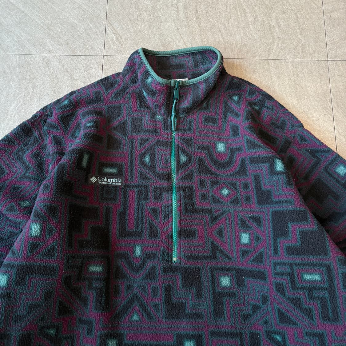 90s 90년대 미국 생산 컬럼비아 아즈텍 플리스 스냅티 상품이미지3