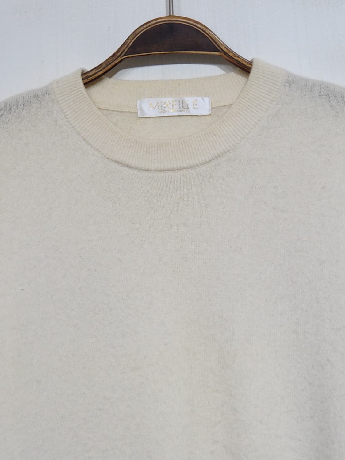 (L) 캐시미어 니트 아이보리 스웨터 무지 라운드  상품이미지2