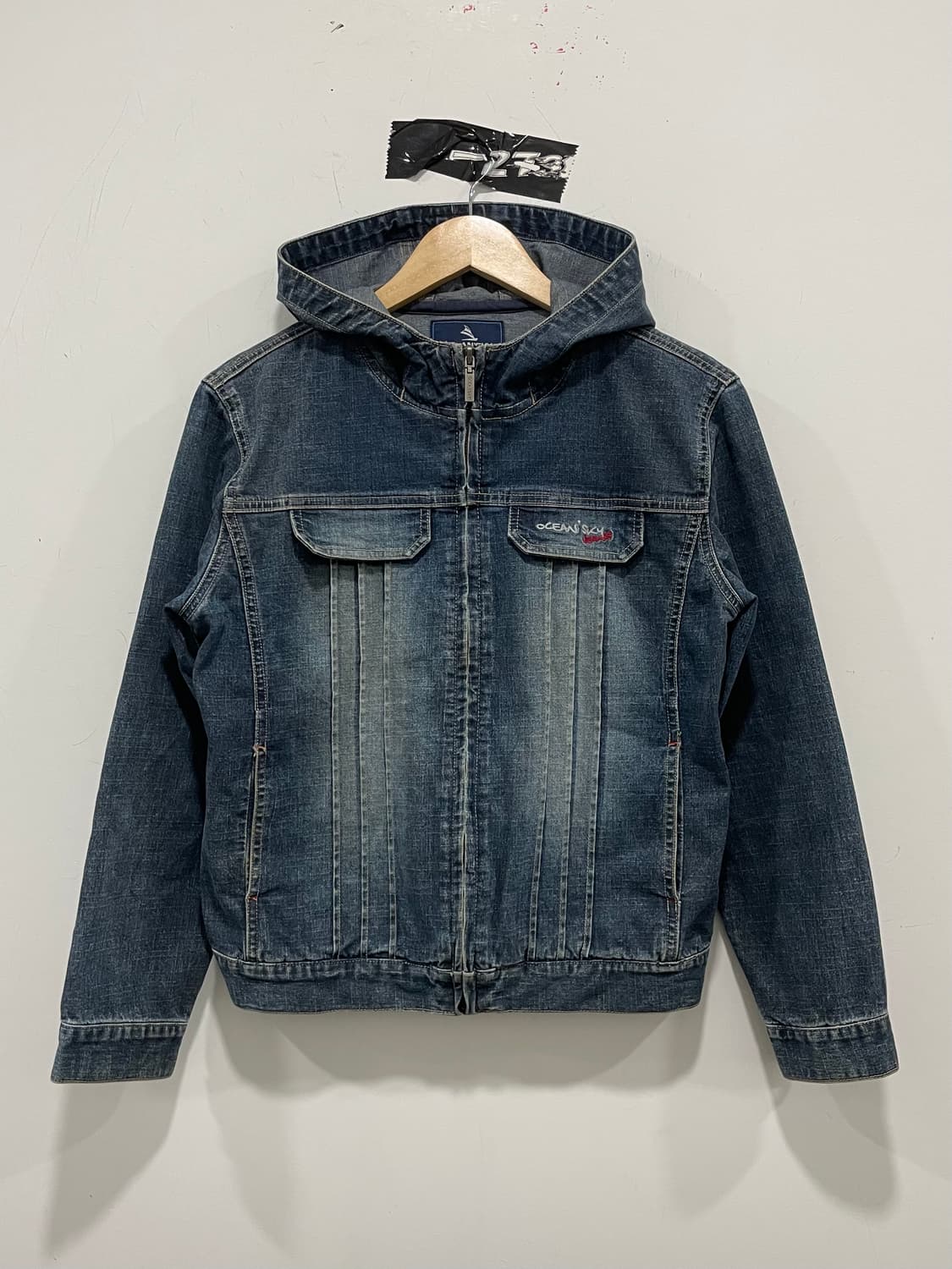 핀턱라인 워싱 데님 하이넥 후드자켓 상품이미지2