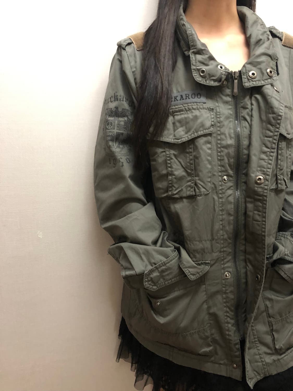 빈티지 버커루 카키 펑크 자켓 상품이미지7