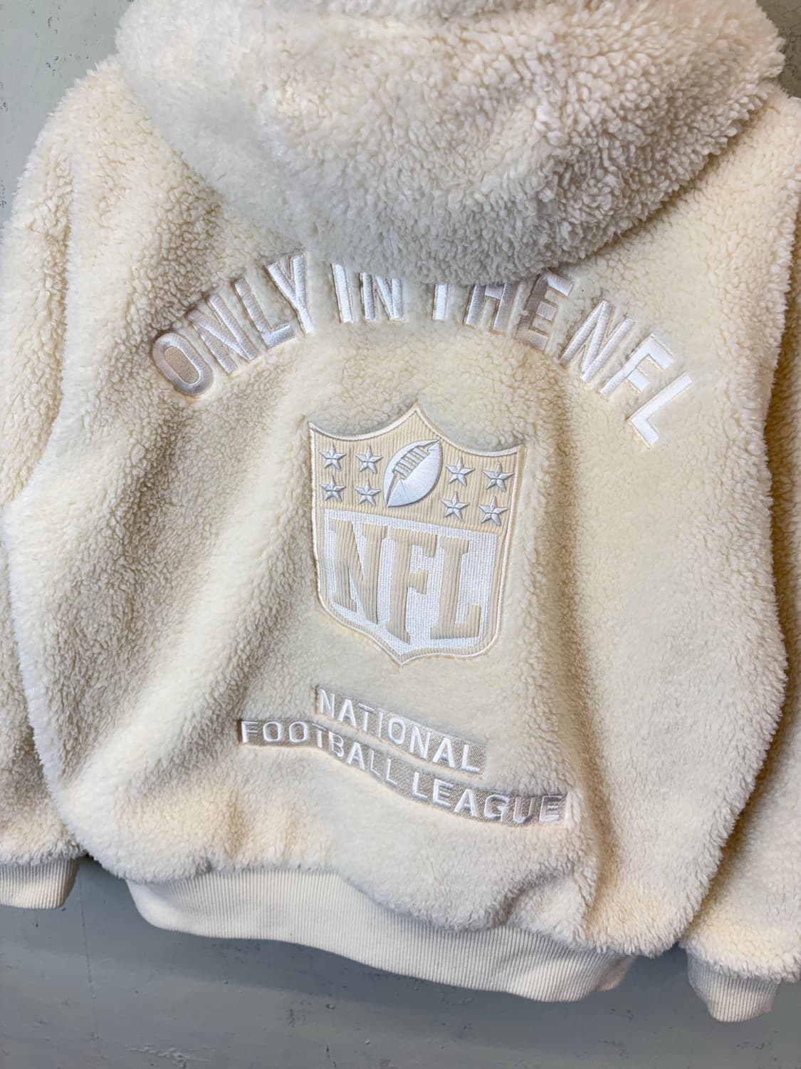 NFL 아이보리 대왕 뽀글이 후리스 후드 자켓 상품이미지4