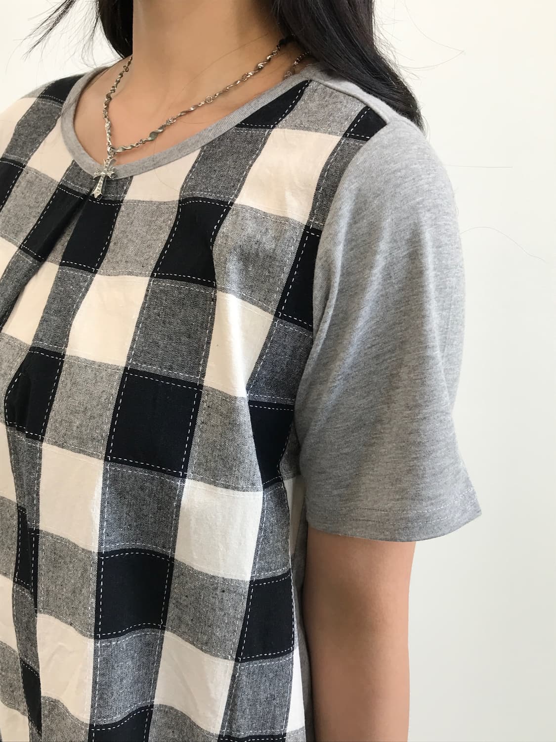 Jpn Big Check Patchwork Mini Onepeice  상품이미지4