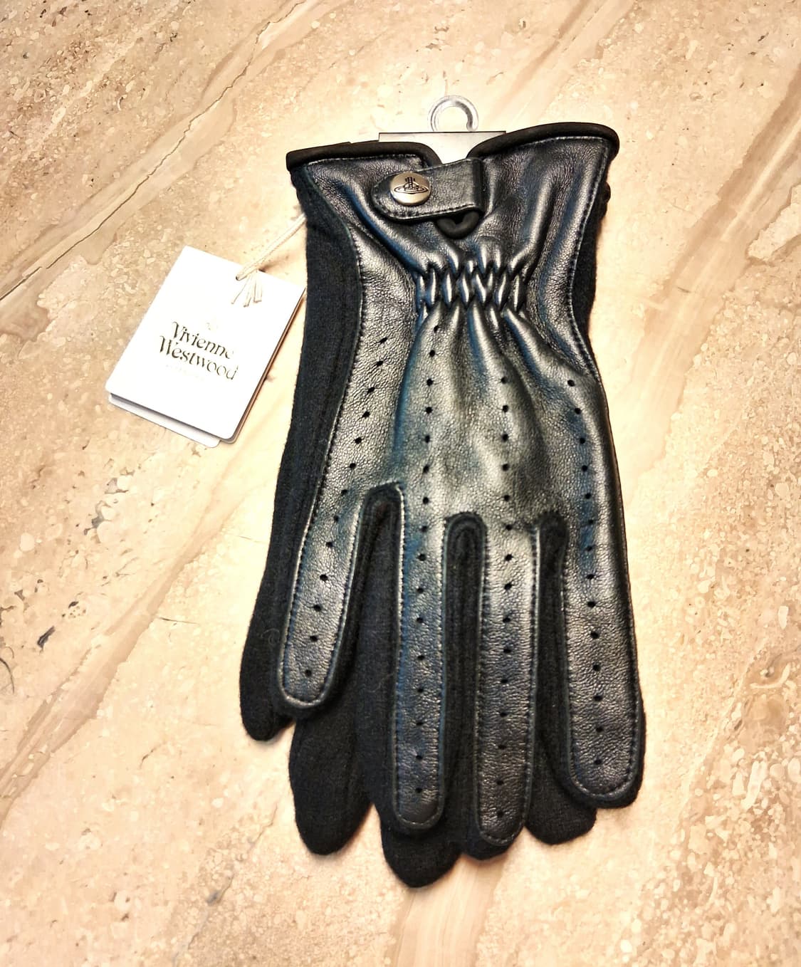 비비안 웨스트우드 아웃핑거 콤비 장갑 블랙 (새상품) 상품이미지5