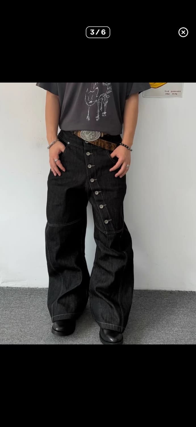 커브드 버튼 데님 팬츠 상품이미지3