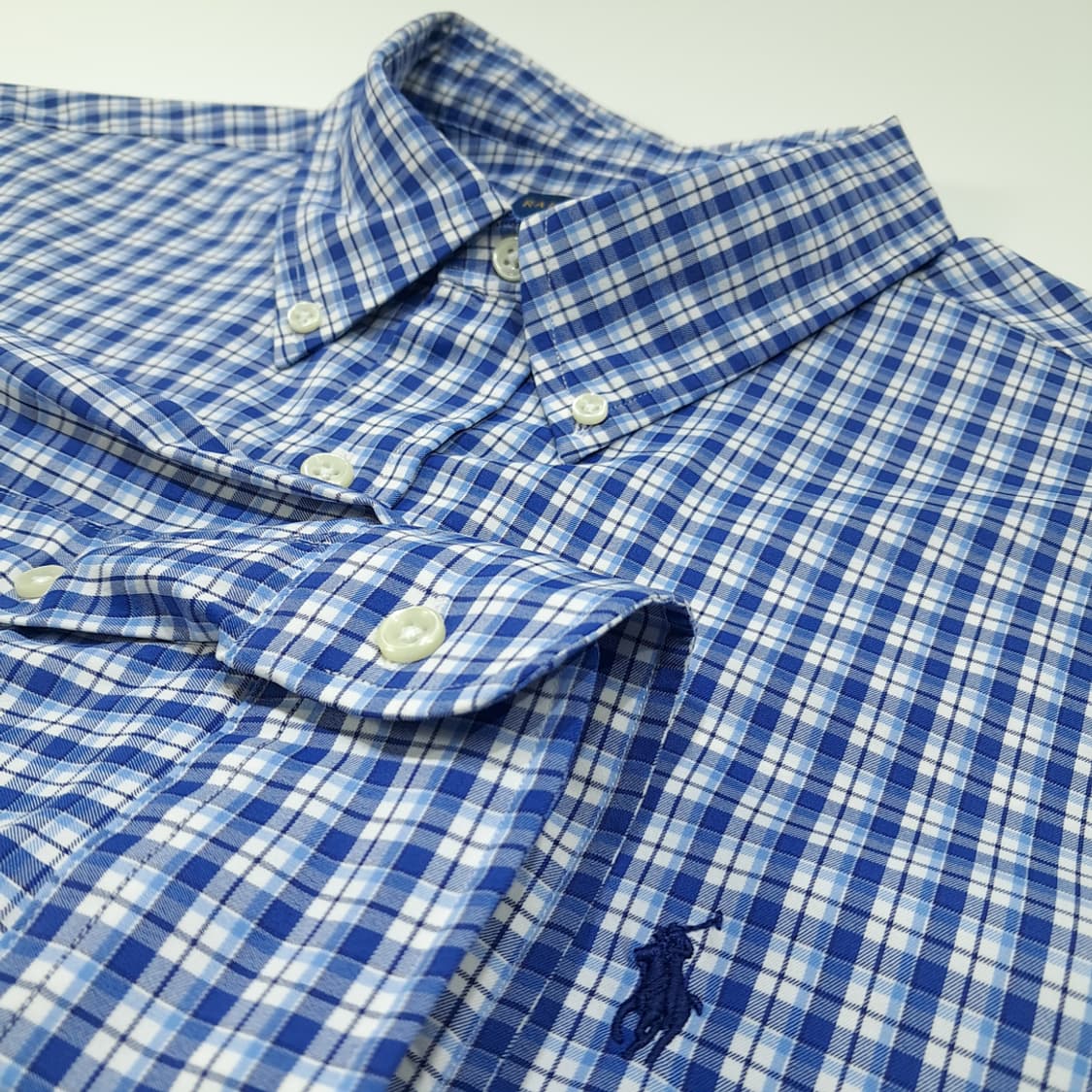 CL401 2XL 폴로 나일론 마이크로체크 블루 셔츠 남방 상품이미지4