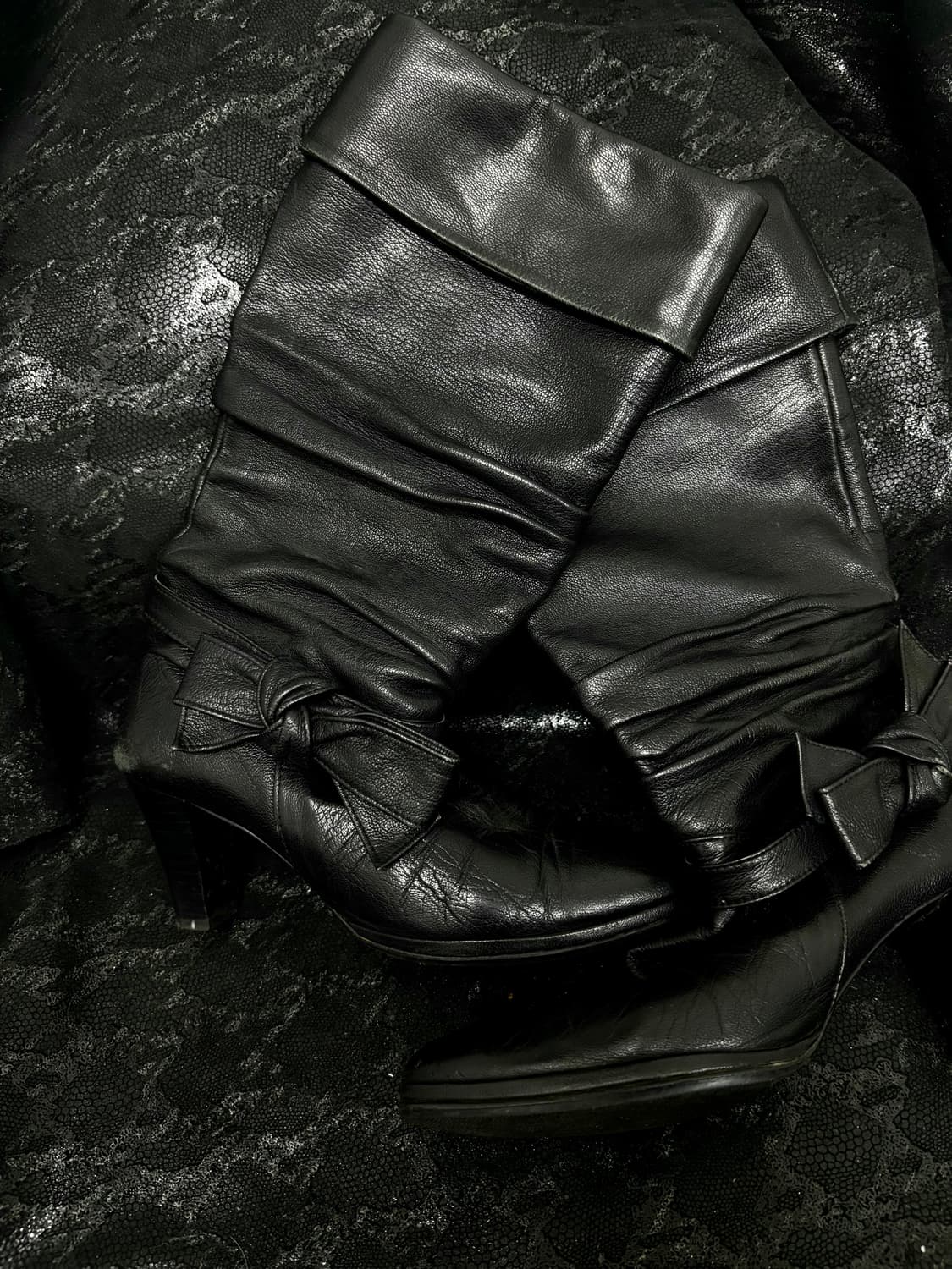 “Vintage”Y2K Design Ribbon Detail Black  상품이미지4