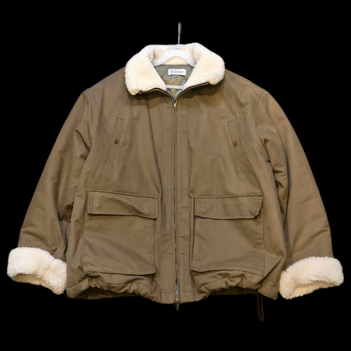 L(착샷잇음) 카키 면 양털배색자켓  상품이미지1