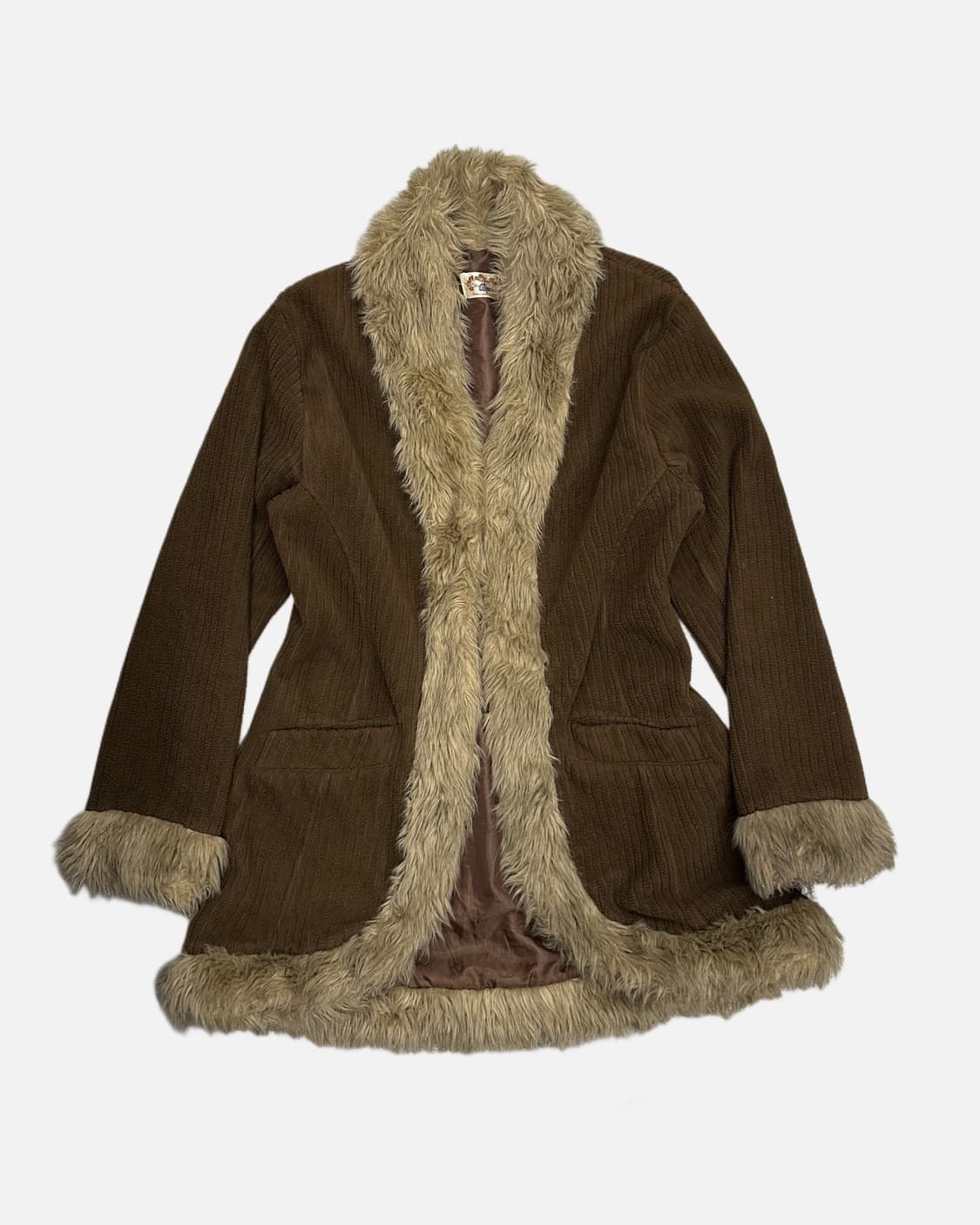 brown ribbed fleece fur coat 상품이미지1