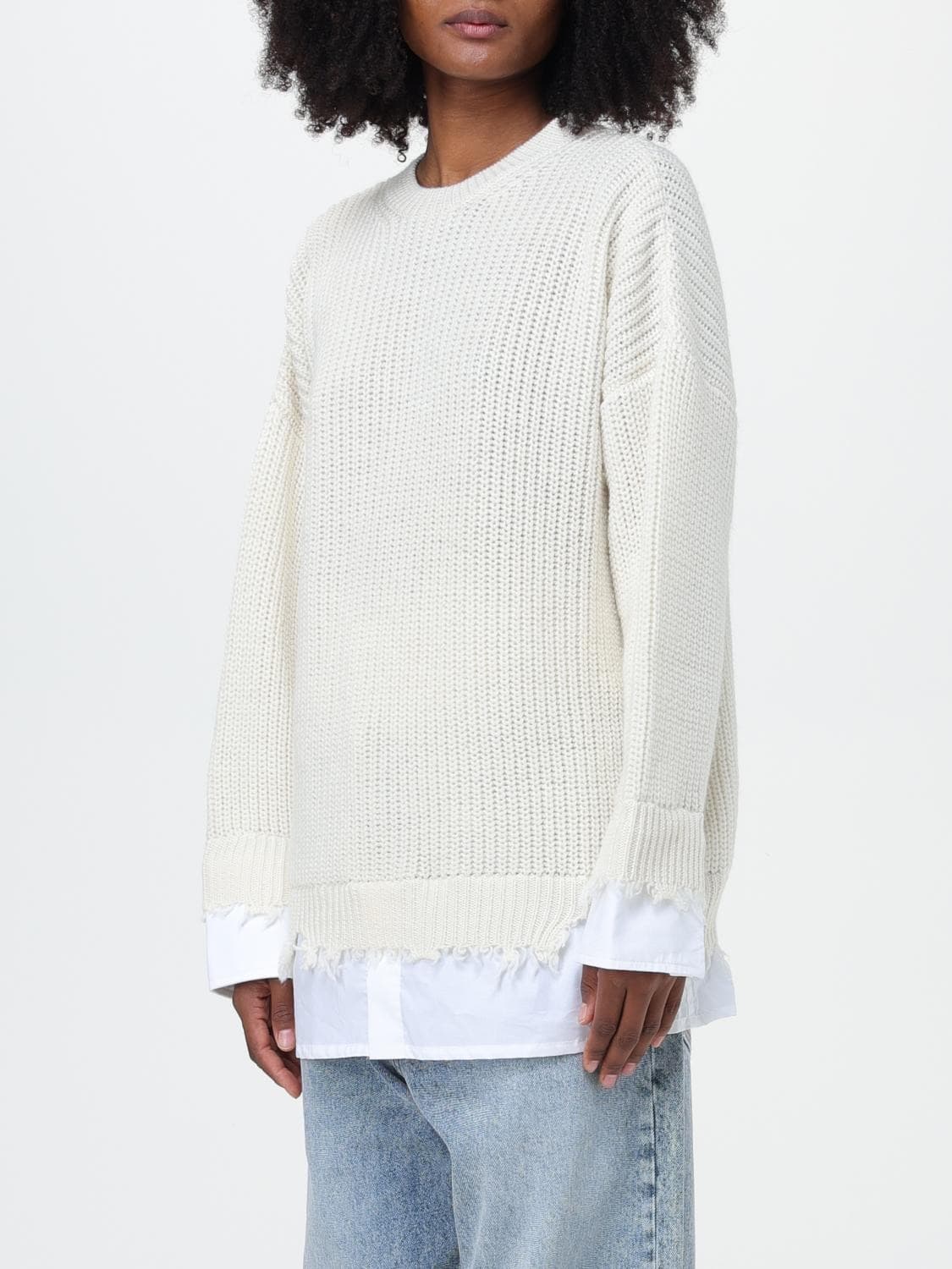 MM6 마르지엘라 디스트레스 셔츠 레이어드 니트 스웨터 아이보리 XS 상품이미지6