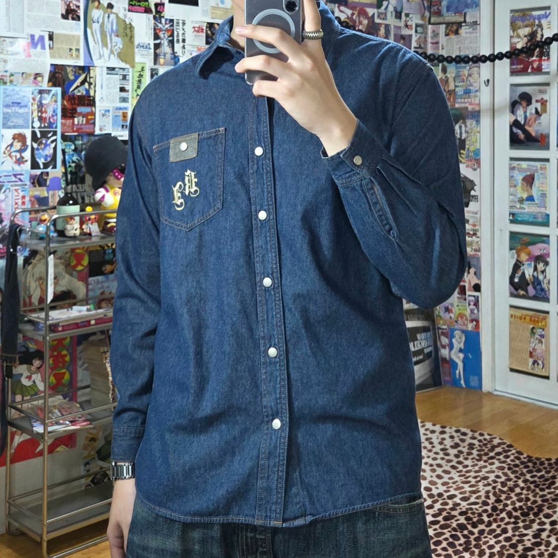 JPN 올드스쿨 빈티지 레터링 데님 셔츠 상품이미지1