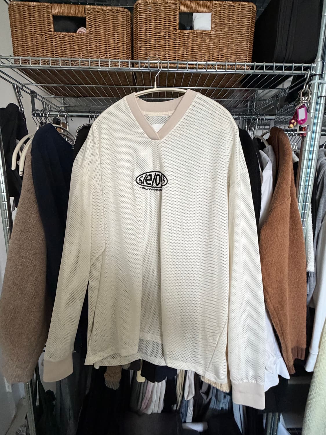 S/E/O 에스이오 메쉬 져지 탑 화이트 상품이미지2