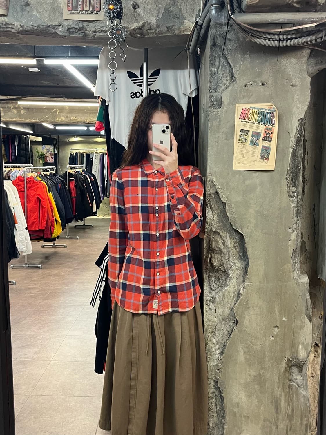 타미힐피거 버튼 체크 셔츠 레드 M #csz2079 상품이미지2