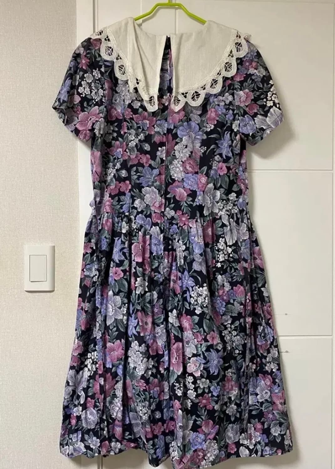 빈티지 레이스 카라 플라워 플로럴 꽃무늬 원피스 레트로 해외빈티지 상품이미지2