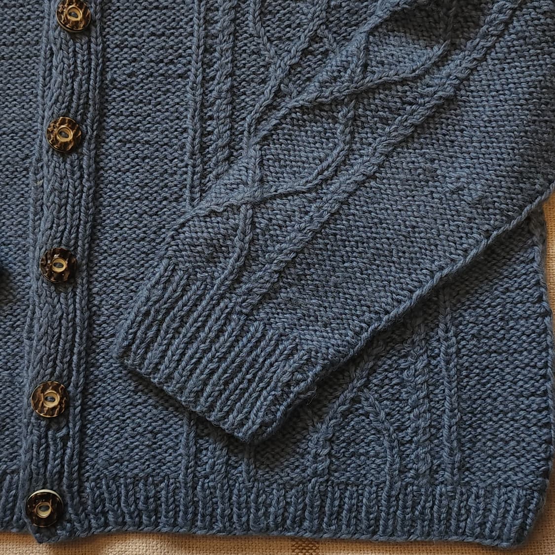 90s 프렌치 핸드메이드 울 가디건 유럽 헤비울 스웨터 버튼 가디건 블루 상품이미지6