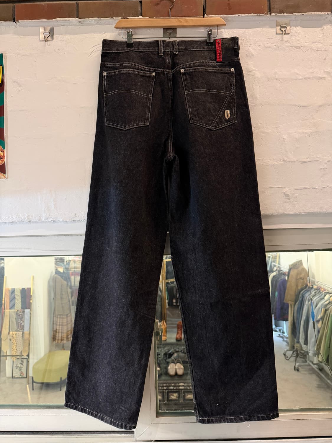 Ruff Ryders Japan 블랙 흑청 데님 와이드 팬츠 34x34 상품이미지8