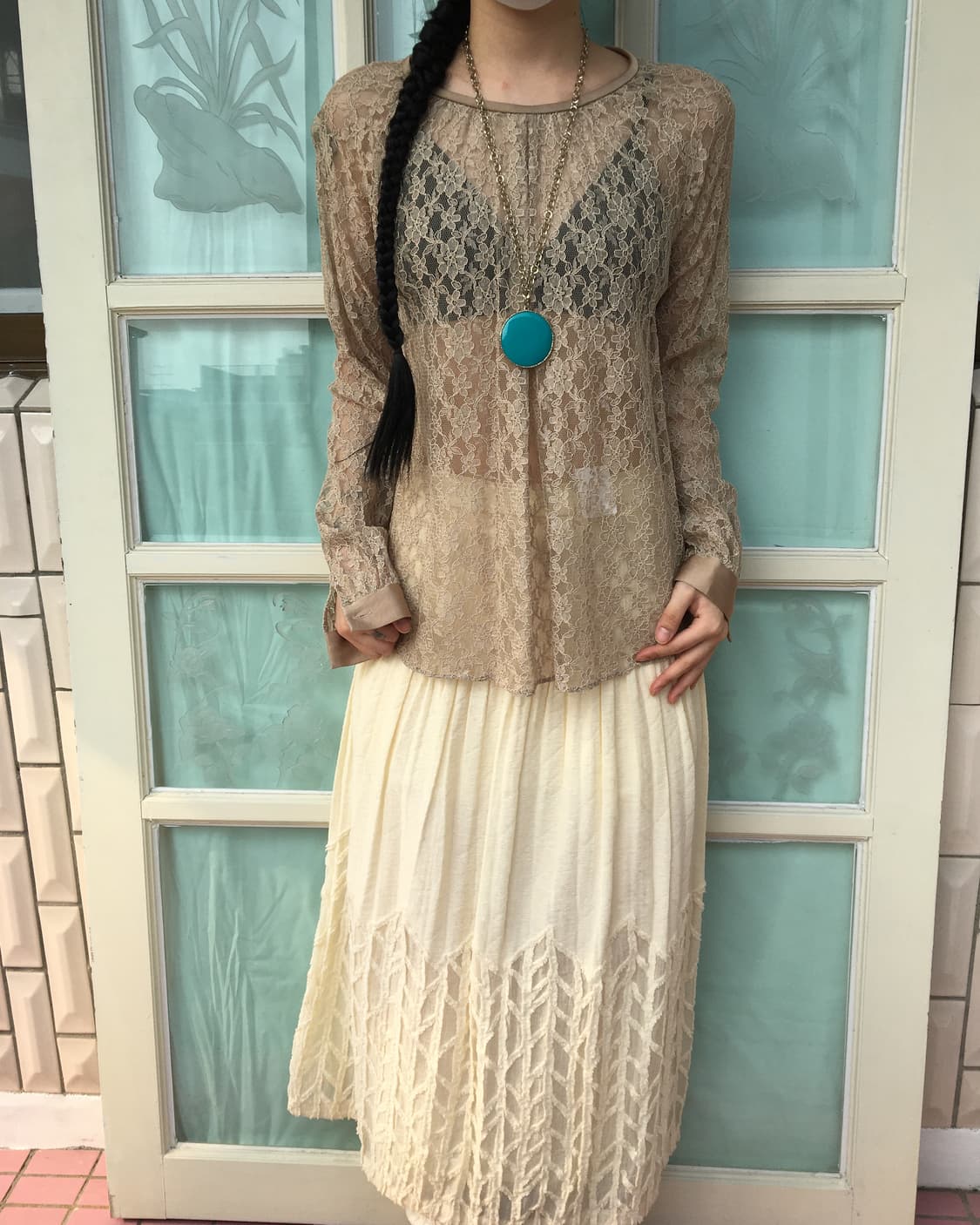 Lace see through blouse 상품이미지6