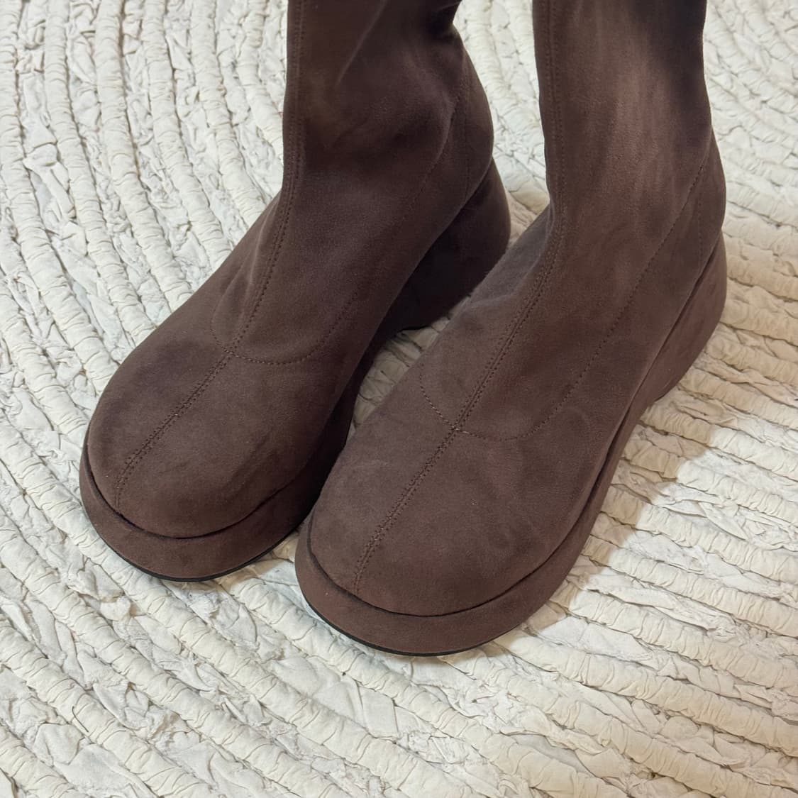 스웨이드 통굽 롱부츠 230 상품이미지4