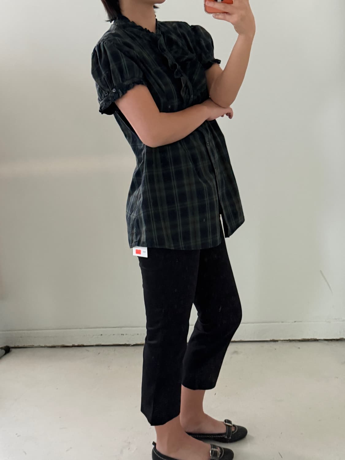 일본빈티지 Gap 타탄체크 프릴 반팔블라우스 상품이미지5