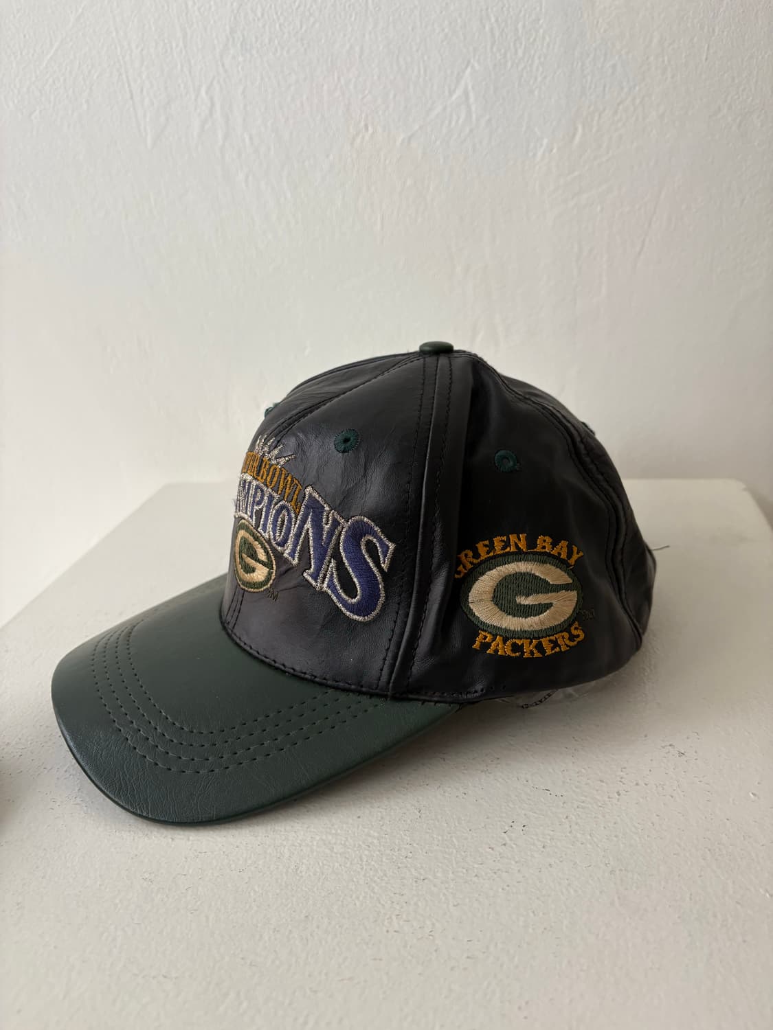 90's NFL Green Bay Pakers Leather cap 상품이미지2