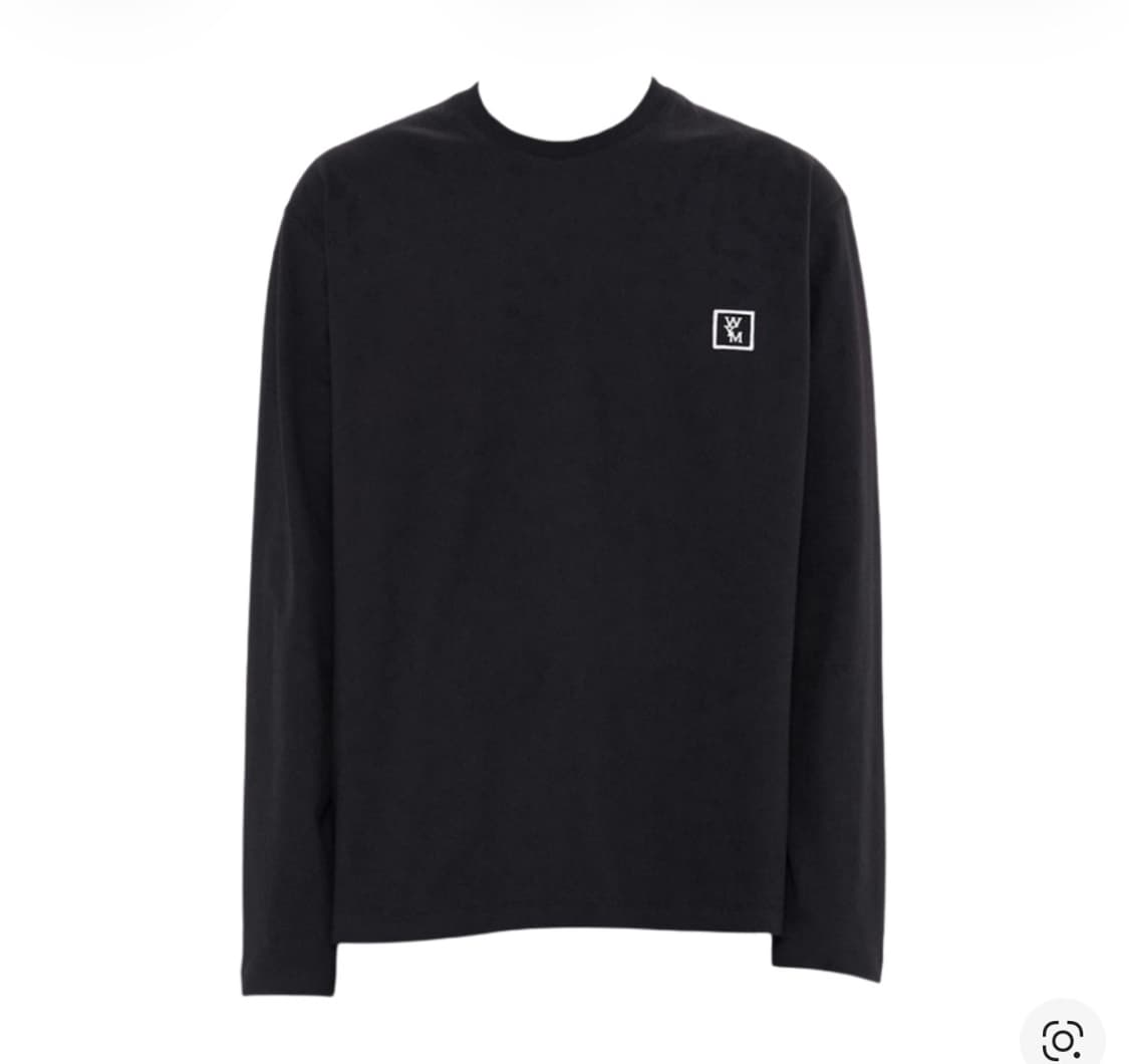 우영미 코튼 백로고 롱슬리브 티셔츠 블랙 상품이미지1