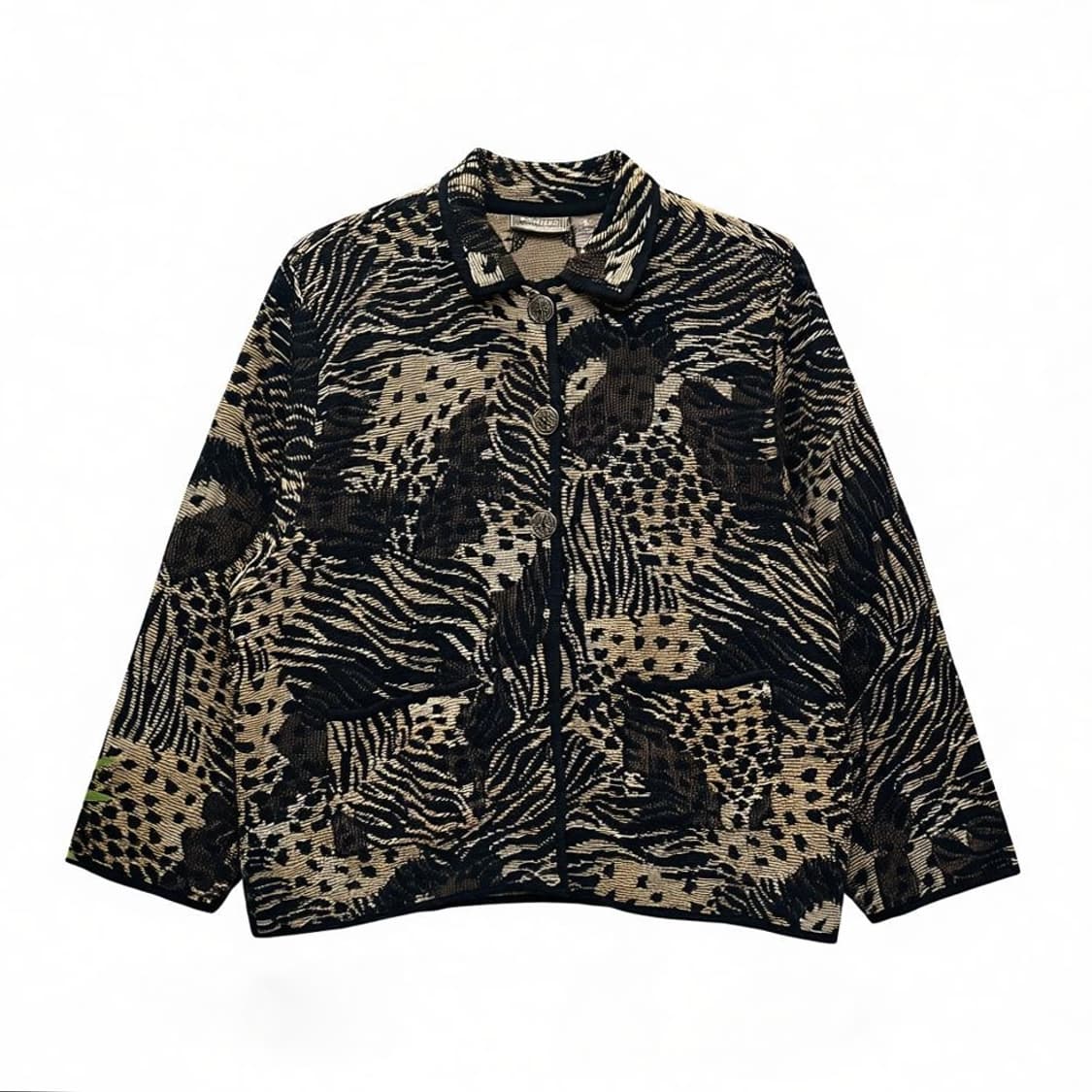 JPN VINTAGE 레오파드 믹스 숏 버튼자켓 자카드 패턴 디테일 상품이미지1