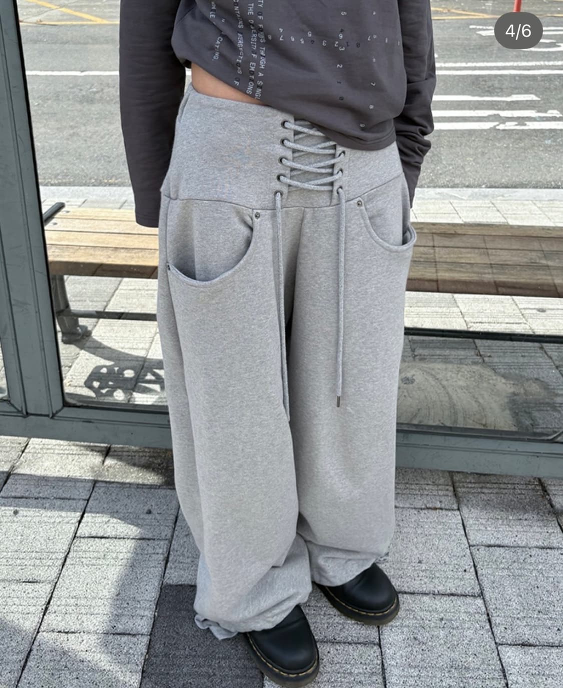 0104 공일공사 레이스업 와이드 스웻 팬츠 트레이닝 팬츠 상품이미지3