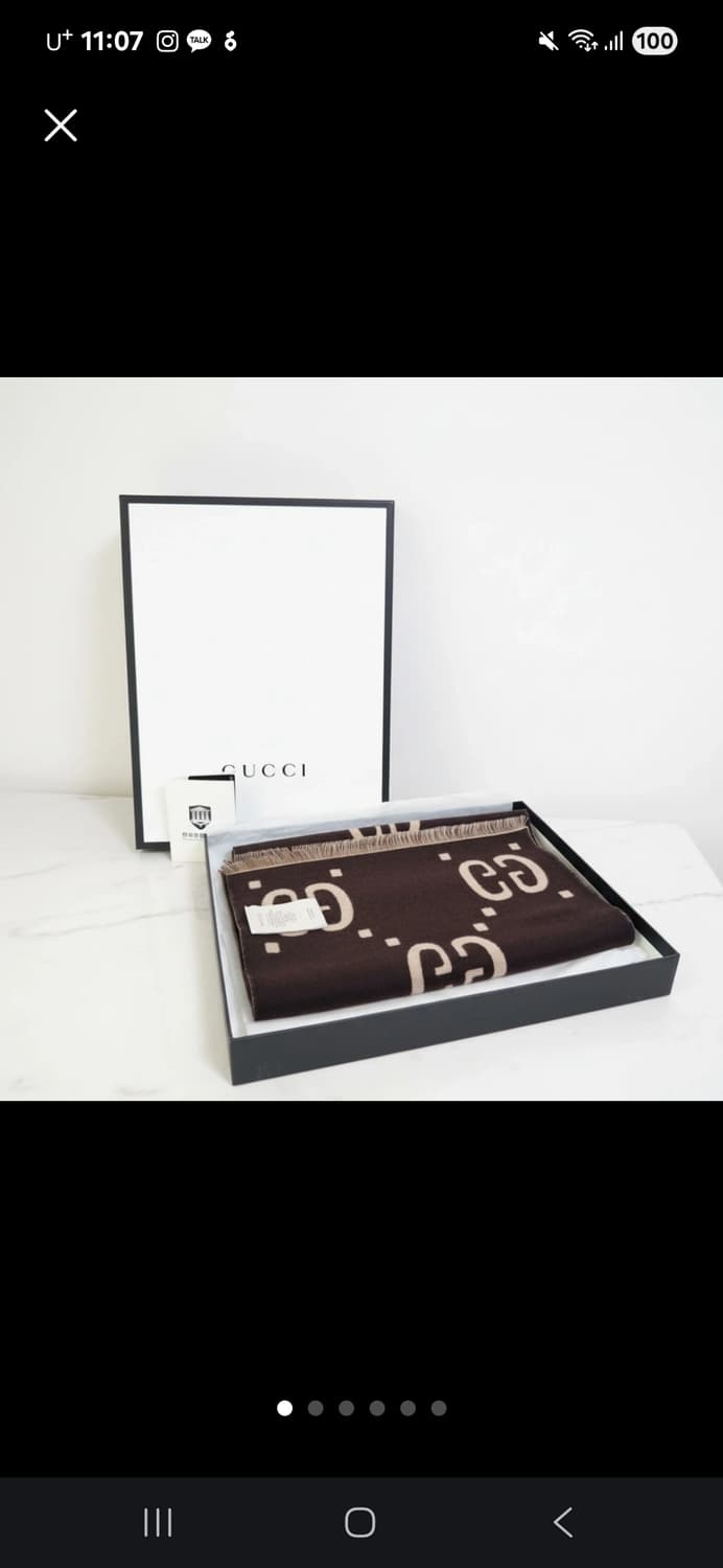 미사용 구찌 GG 자카드 울 실크 스카프 머플러 목도리 정가 82만원 상품이미지1