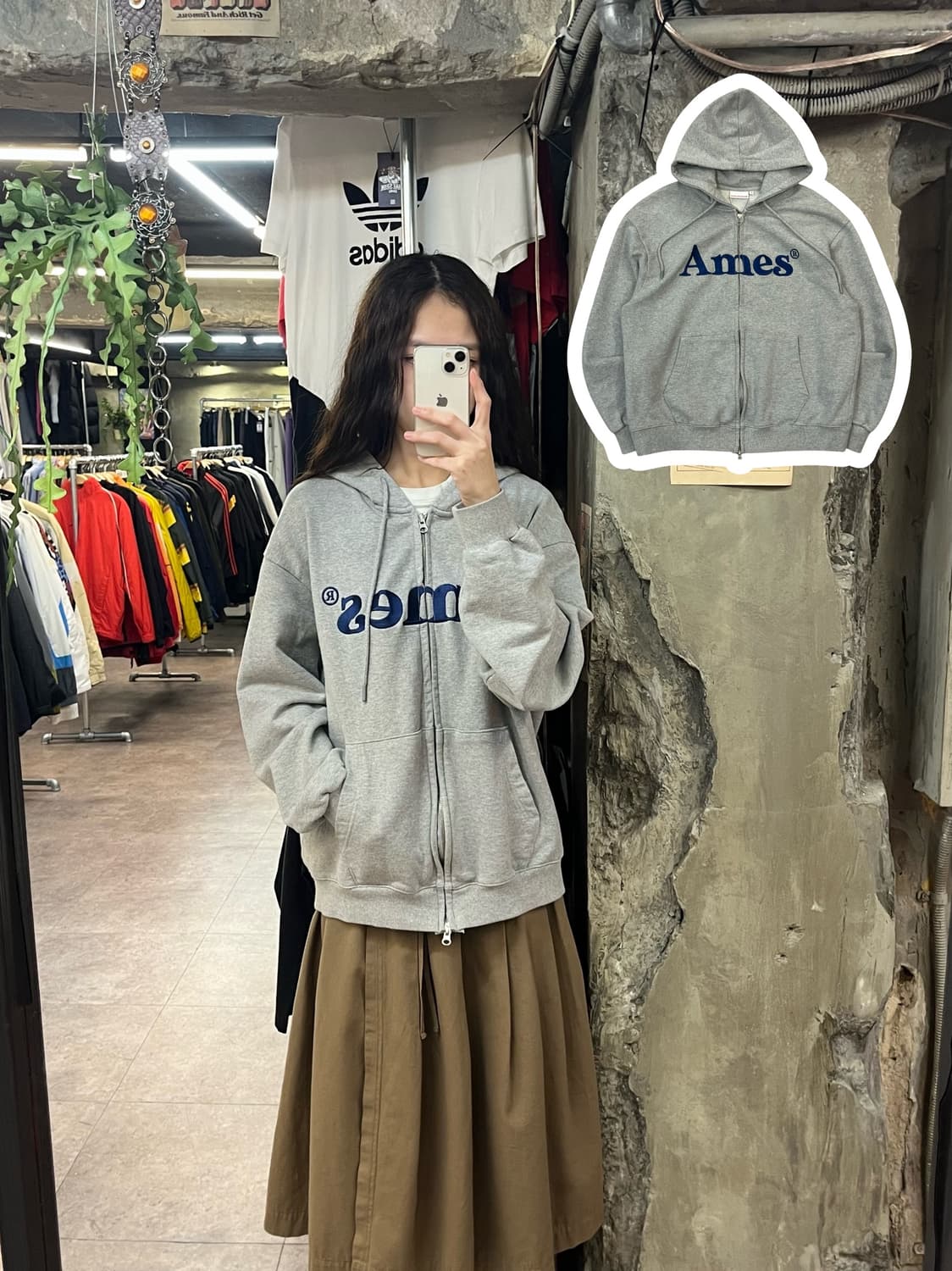 아메스 월드와이드 투웨이 후드집업 그레이 M #csz1877 상품이미지1