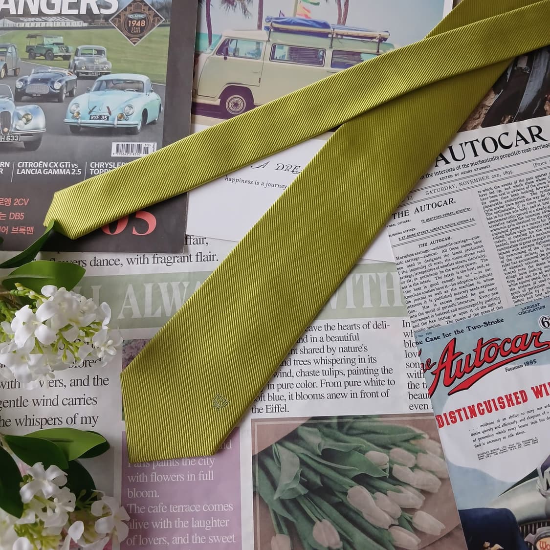 MCM 실크 연두 솔리드 넥타이 8cm A등급 A19377
 상품이미지3