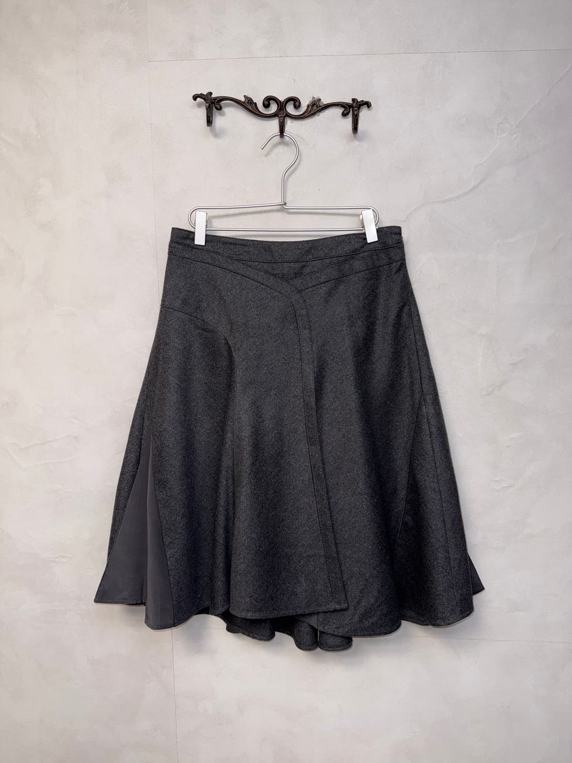 SYSTEM charcoal wool chiffon pleats sk 상품이미지1