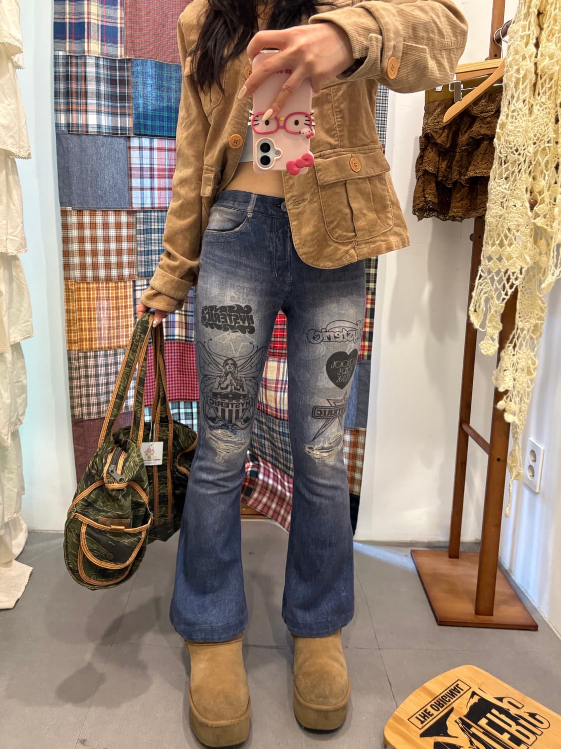 히스테릭글래머 리버시블 밴딩 부츠컷 팬츠 상품이미지2