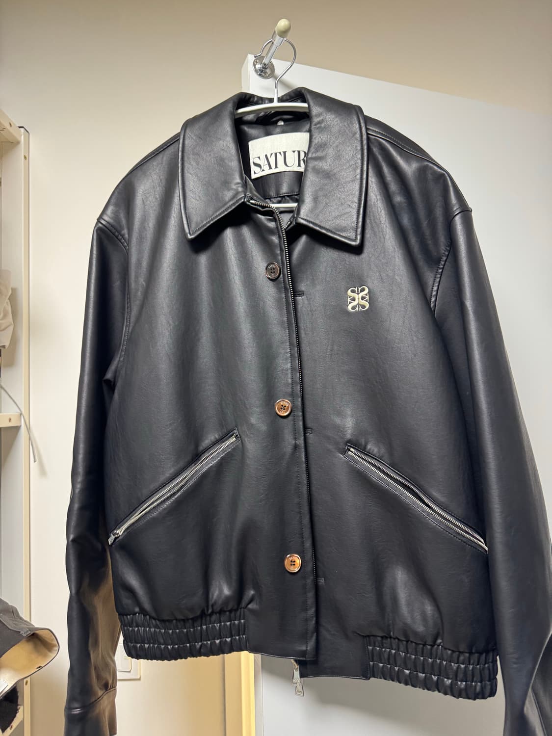 세터 테오 비건 레더 블루종 자켓 오가닉 블랙 L 상품이미지1