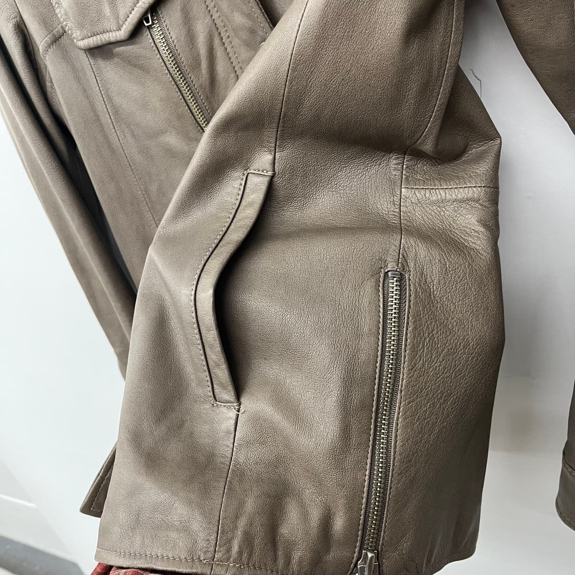 클래식 양가죽 레더자켓 카키브라운톤 남M 상품이미지5