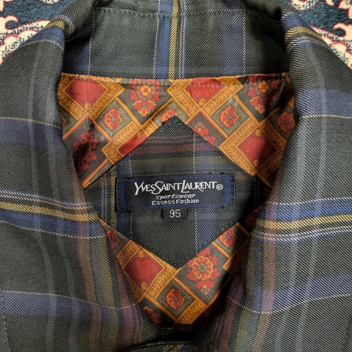 90s YSL입생로랑 체크 블루종 (95) 상품이미지5