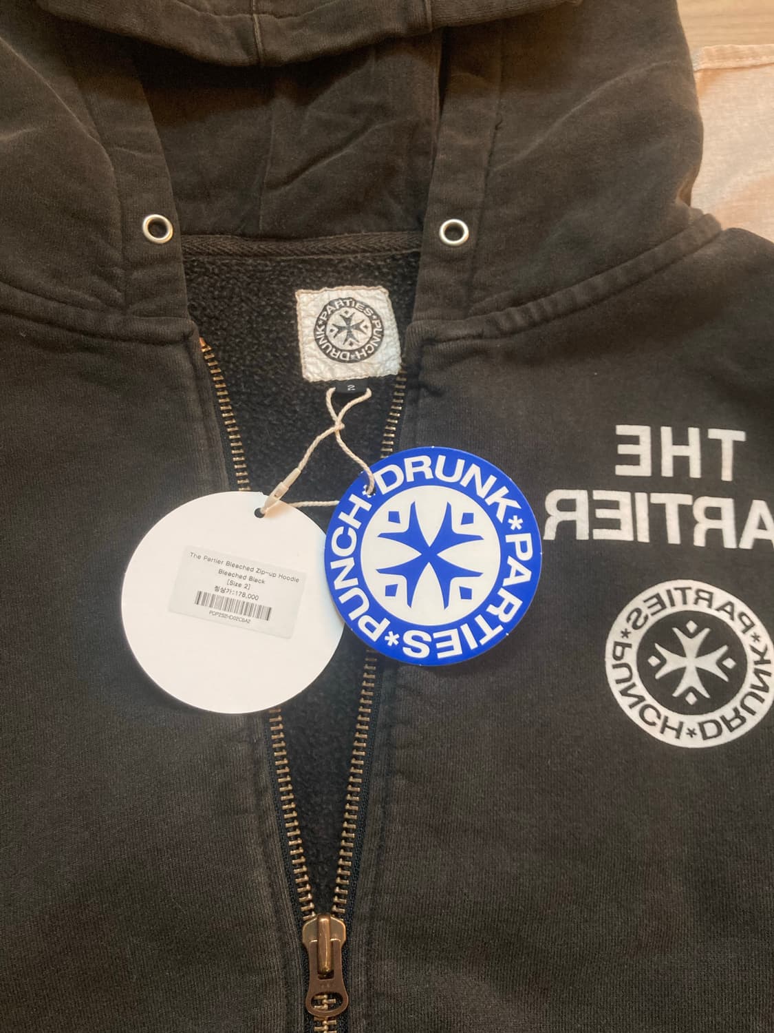 펀치드렁크파티즈 Partier Bleached Zip-up Hoodie 상품이미지5