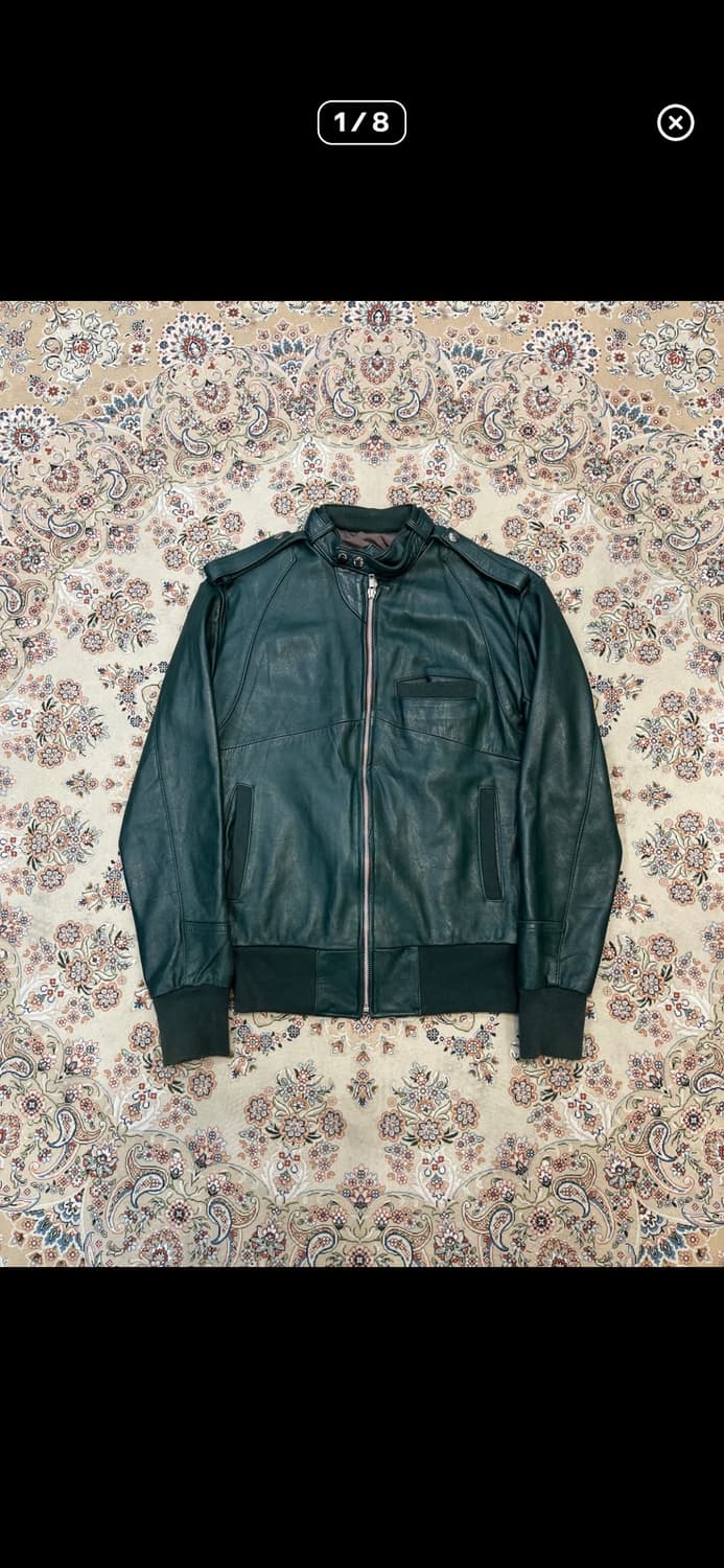 빈티지  램스킨 레더 그린 자켓 상품이미지2