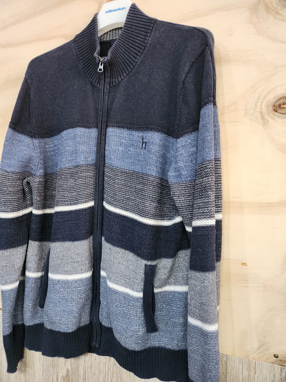 150) 헤지스 스트라이프 남성 집업 니트 상품이미지3